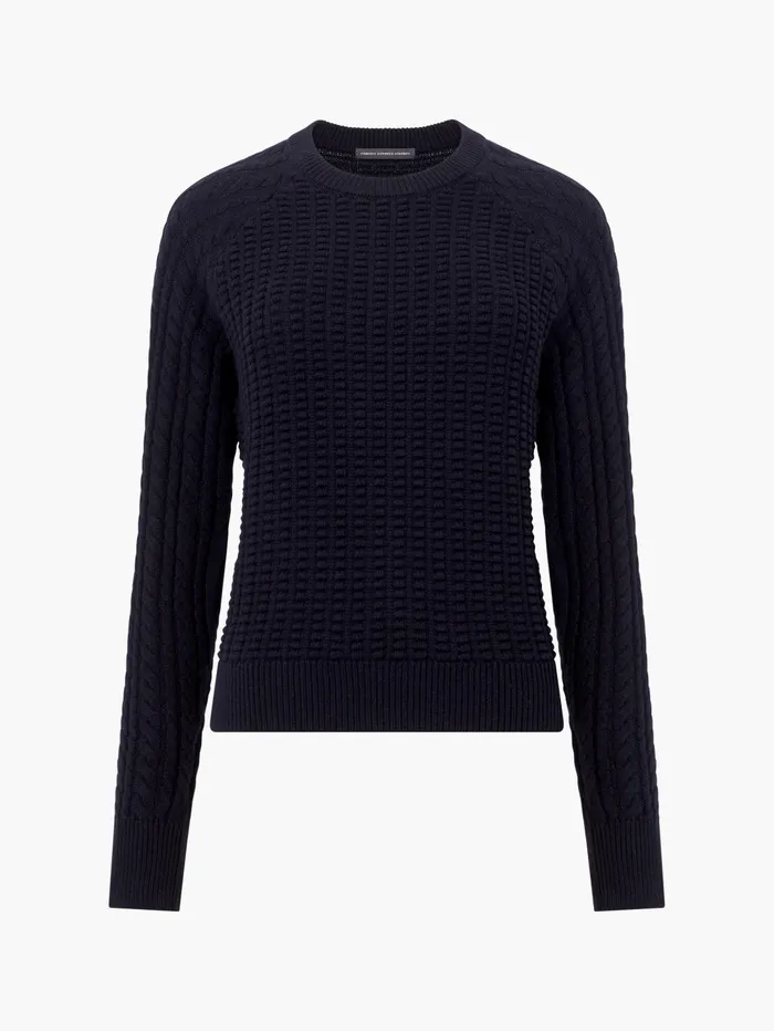 French Connection Mozart Popcorn Cable Knit Jumper Black Woman Jumpers and Cardigans
