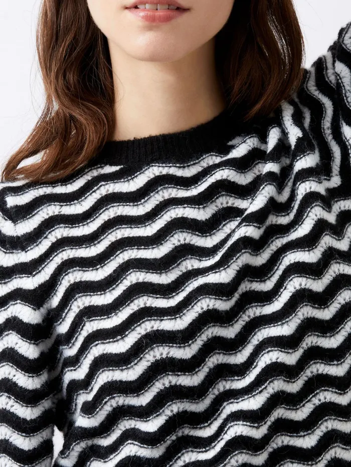 French Connection Natasha Recycled Scallop Jumper Moonless NightClassic Cream Woman Jumpers and Cardigans
