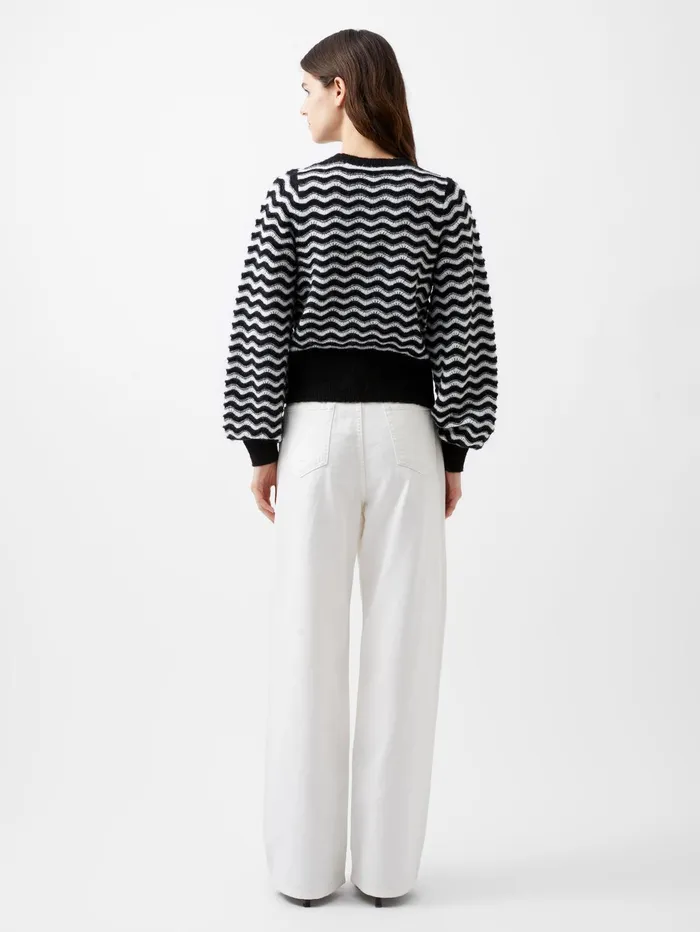 French Connection Natasha Recycled Scallop Jumper Moonless NightClassic Cream Woman Jumpers and Cardigans