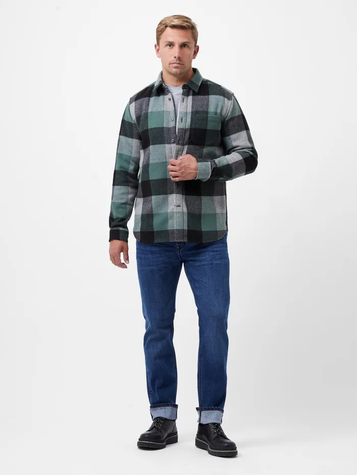 French Connection Neve Check Shirt Green Check Man Shirts