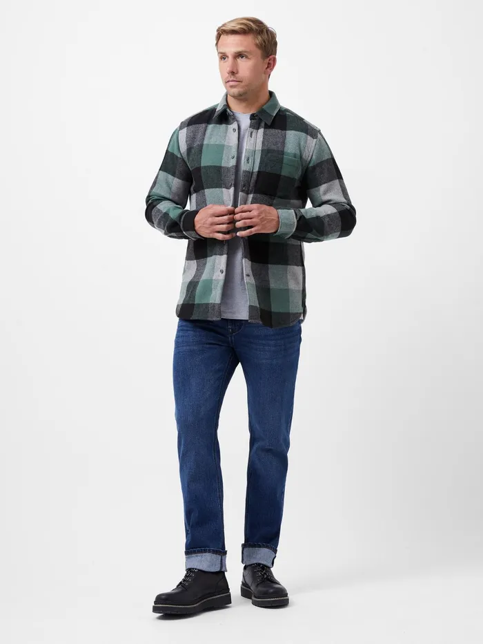 French Connection Neve Check Shirt Green Check Man Shirts