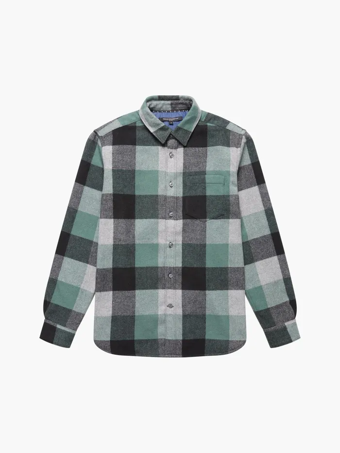 French Connection Neve Check Shirt Green Check Man Shirts
