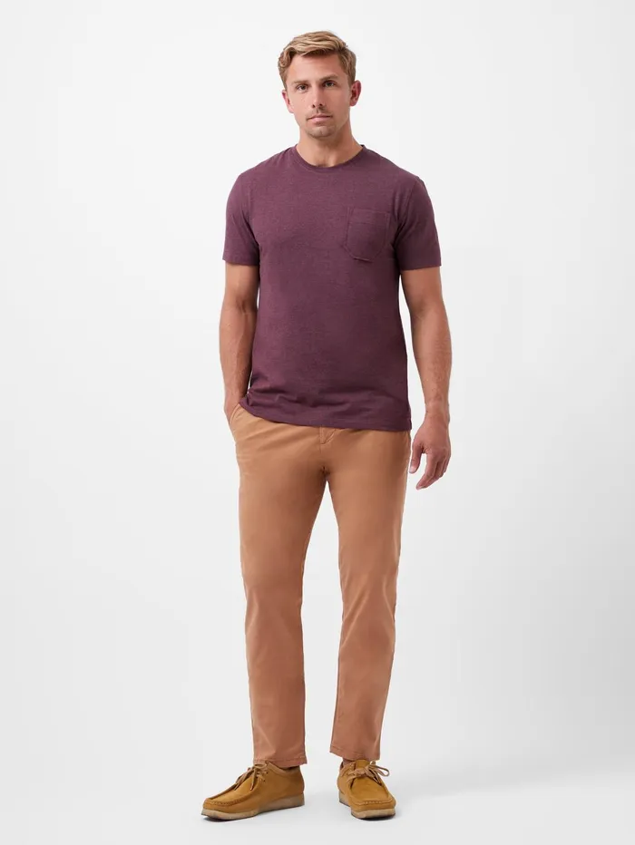 French Connection Organic Pocket TShirt Burgundy Mel Man TShirts and Polo Shirts