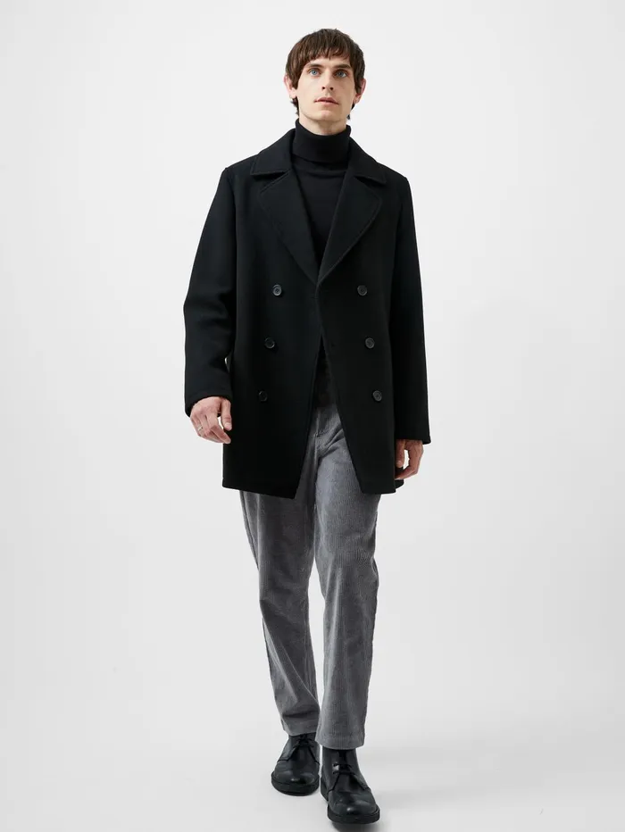 French Connection Pea Coat Black Man Coats and Jackets
