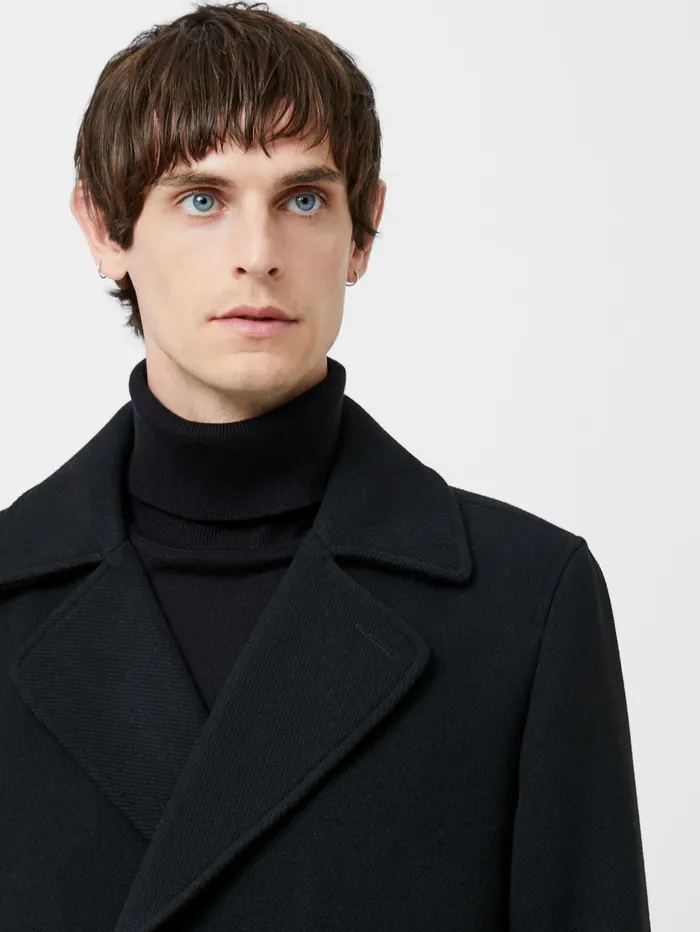 French Connection Pea Coat Black Man Coats and Jackets