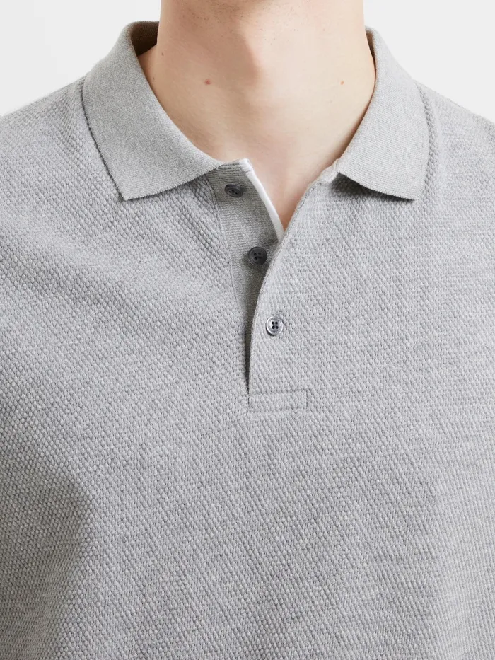 French Connection Popcorn Polo Shirt Light Grey Mel Man TShirts and Polo Shirts