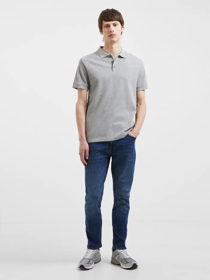 French Connection Popcorn Polo Shirt Light Grey Mel Man TShirts and Polo Shirts