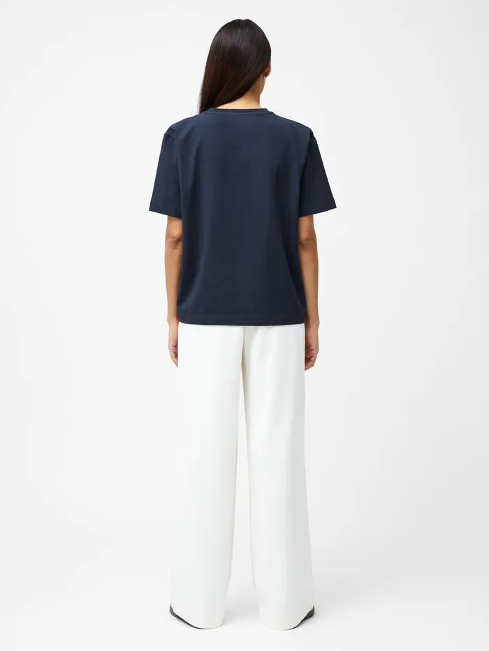 French Connection Rallie Cotton Rouched TShirt Navy Woman Tops