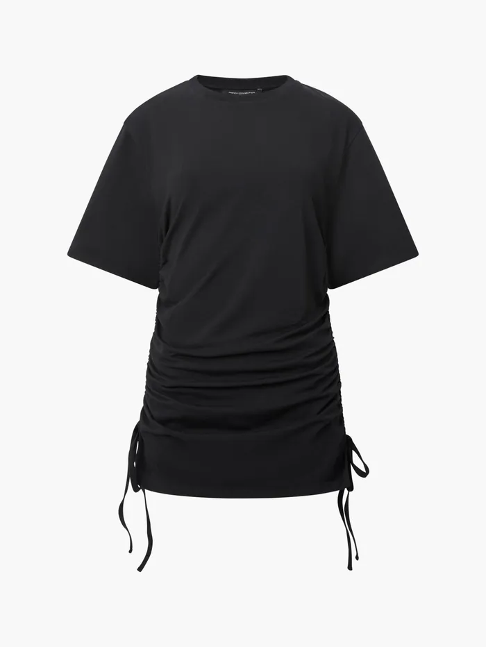 French Connection Rallie Ruched Drawstring TShirt Black Woman Tops