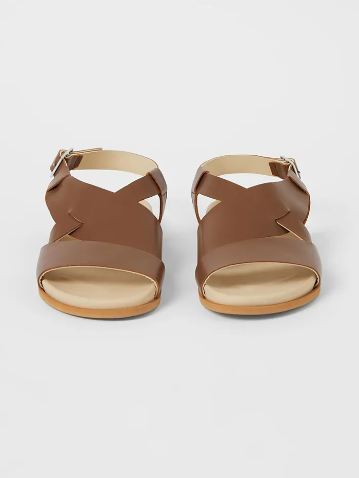 French Connection SW X Branca Asymmetric Footbed Sandals 8211 Brown Woman Shoes