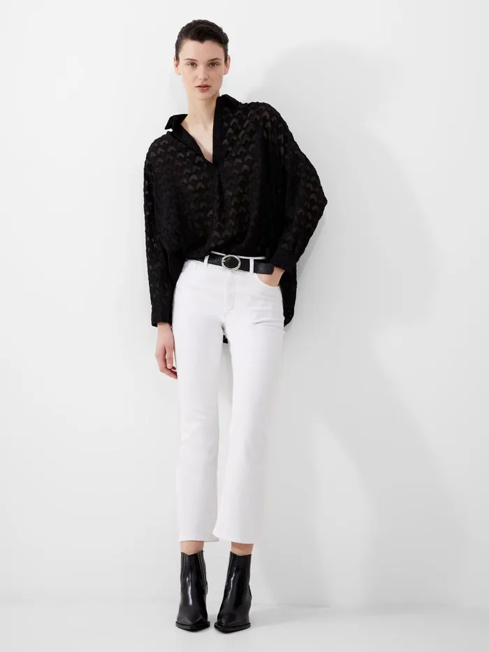 French Connection Stretch Denim Bootcut Ankle Length Jeans 30 Inch White Woman Trousers