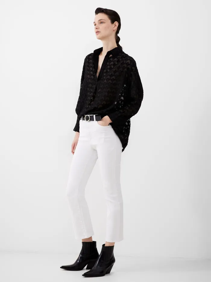 French Connection Stretch Denim Bootcut Ankle Length Jeans 30 Inch White Woman Trousers