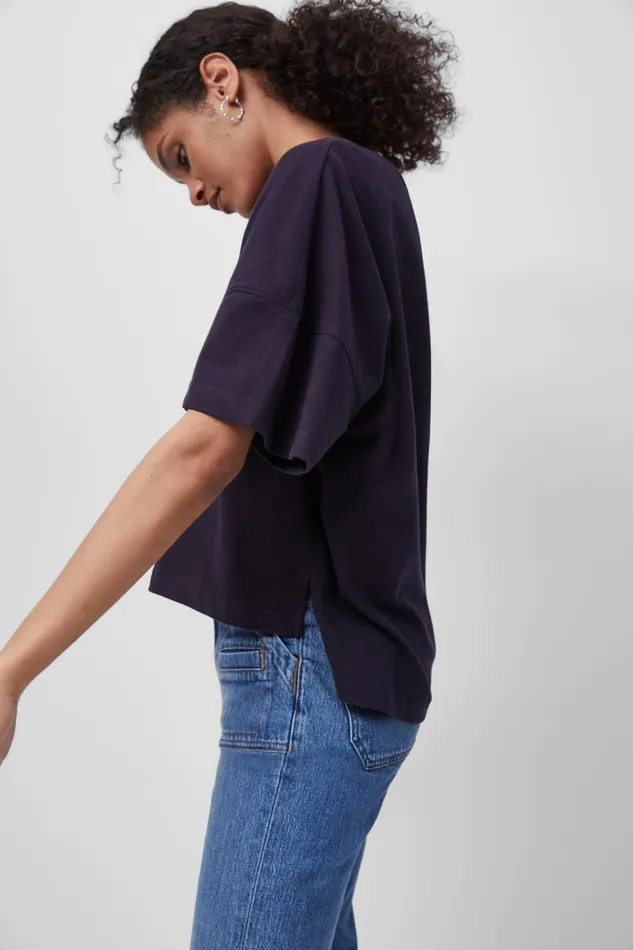 French Connection Tally Crew Neck Top Utility Blue Woman Tops