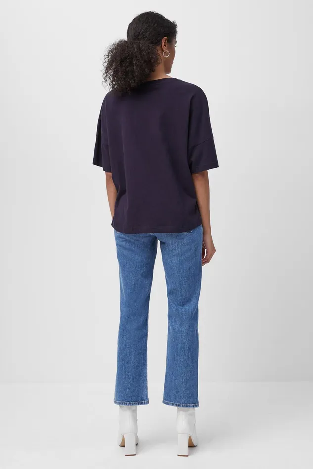 French Connection Tally Crew Neck Top Utility Blue Woman Tops