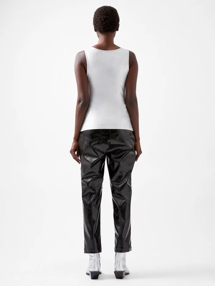French Connection Vista Ribbed Foil Coated Tank Top Silver Woman Tops