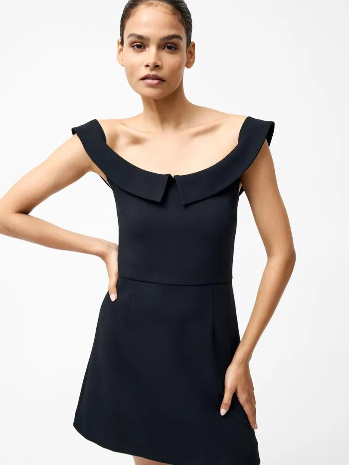 French Connection Whisper Collar Mini Dress Black Woman Dresses