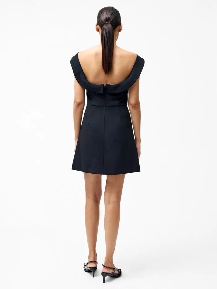 French Connection Whisper Collar Mini Dress Black Woman Dresses