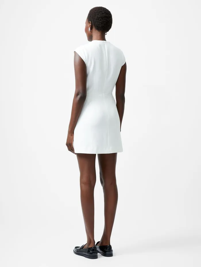 French Connection Whisper Crew Neck Mini Dress Summer White Woman Dresses