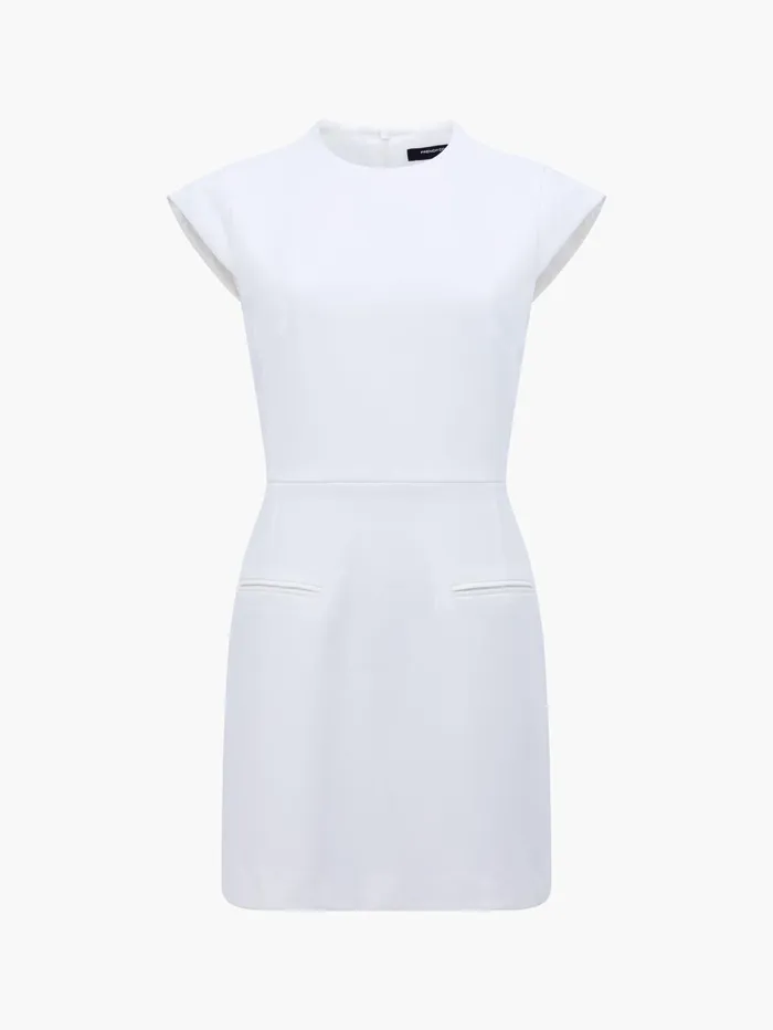 French Connection Whisper Crew Neck Mini Dress Summer White Woman Dresses