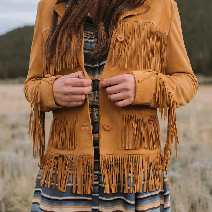 Fringe Jackets Women Stetson Fringe Suede Jacket Tan