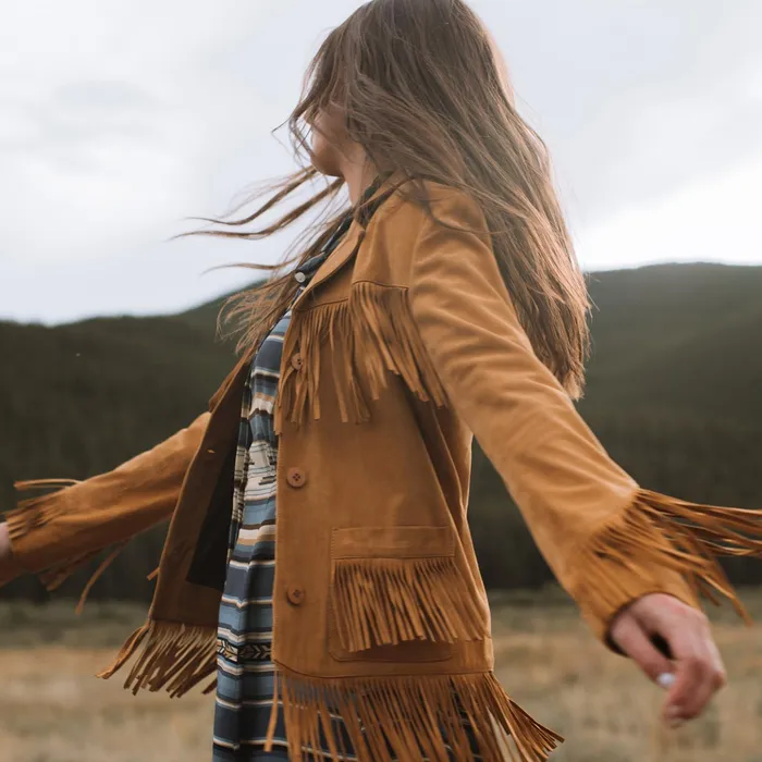 Fringe Jackets Women Stetson Fringe Suede Jacket Tan