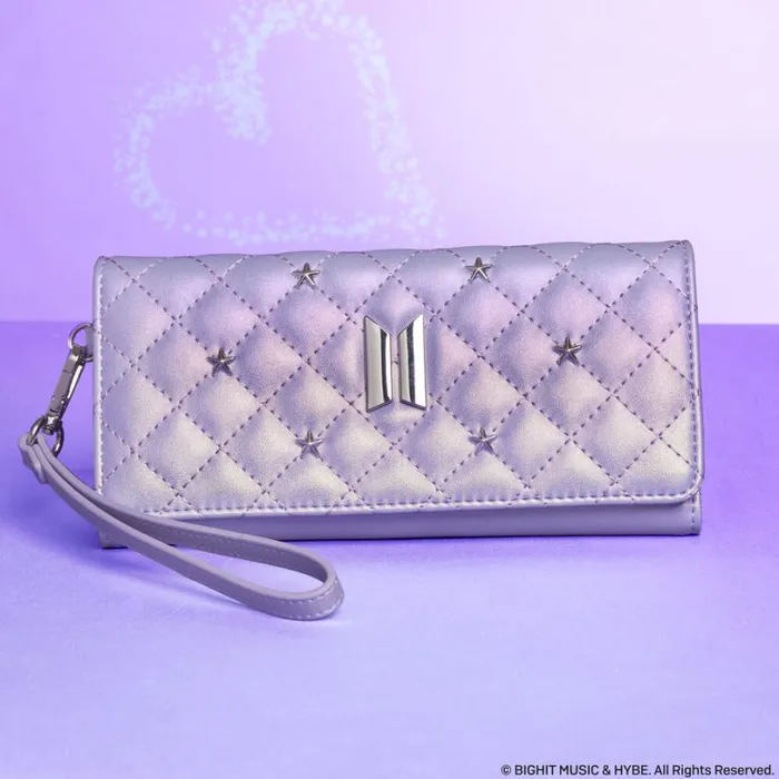 Funko Pop By Loungefly BTS Logo Iridescent Purple Flap Wallet Unisex Loungefly Bags and Wallets Funko Pop By Loungefly BTS Logo Iridescent Purple Flap Wallet Unisex Loungefly Bags and Wallets