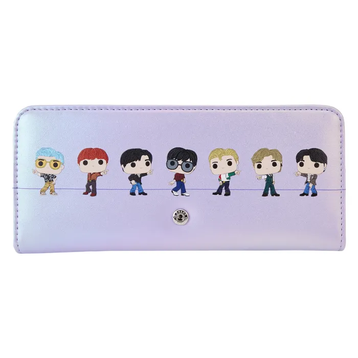 Funko Pop By Loungefly BTS Logo Iridescent Purple Flap Wallet Unisex Loungefly Bags and Wallets Funko Pop By Loungefly BTS Logo Iridescent Purple Flap Wallet Unisex Loungefly Bags and Wallets