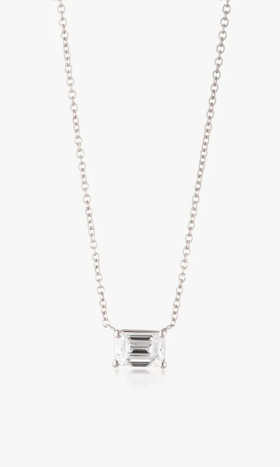 Generation Love Clothing Cherie Emerald Cut East West Pendant 101 Carat White Gold Women Fine Jewelry