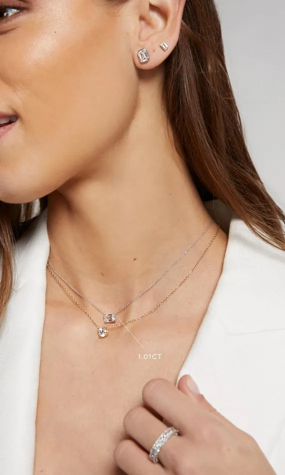 Generation Love Clothing Cherie Emerald Cut East West Pendant 101 Carat White Gold Women Fine Jewelry