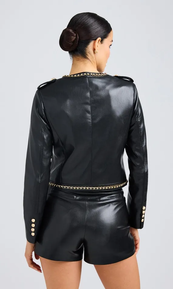 Generation Love Clothing Jemmy Chain Vegan Leather Jacket Black Women Blazers and Jackets