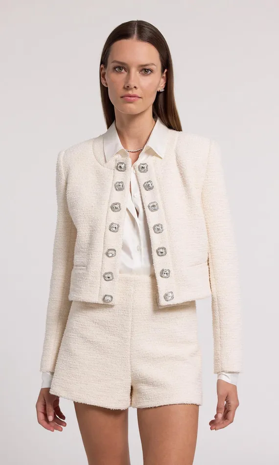 Generation Love Clothing Kaiden Tweed Jacket Cream Women Blazers and Jackets