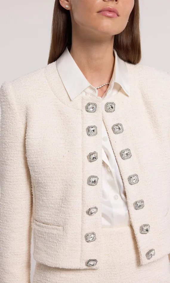 Generation Love Clothing Kaiden Tweed Jacket Cream Women Blazers and Jackets