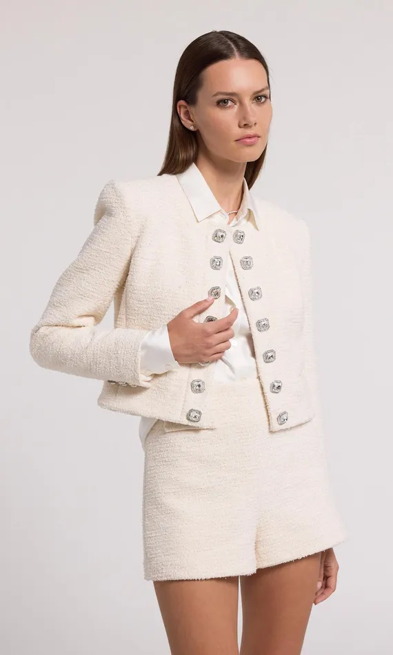 Generation Love Clothing Kaiden Tweed Jacket Cream Women Blazers and Jackets