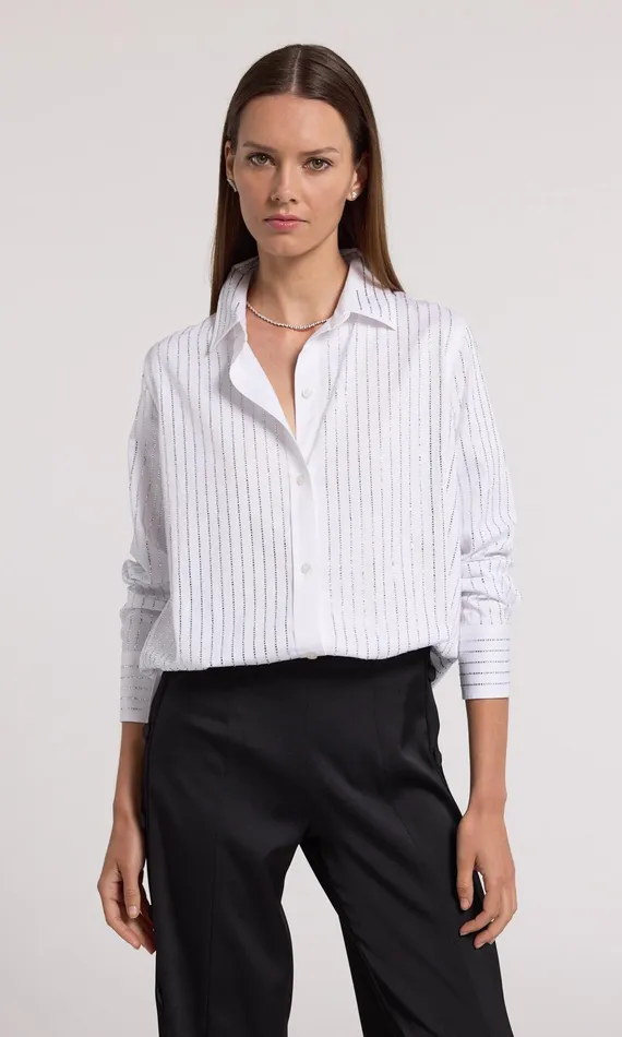 Generation Love Clothing Marc Crystal Poplin Shirt Whiteclear Women Tops
