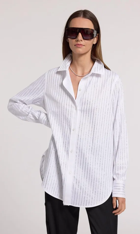 Generation Love Clothing Marc Crystal Poplin Shirt Whiteclear Women Tops
