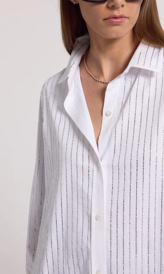 Generation Love Clothing Marc Crystal Poplin Shirt Whiteclear Women Tops