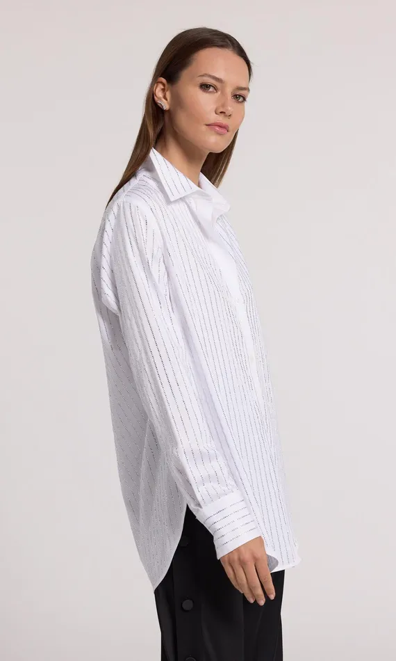 Generation Love Clothing Marc Crystal Poplin Shirt Whiteclear Women Tops