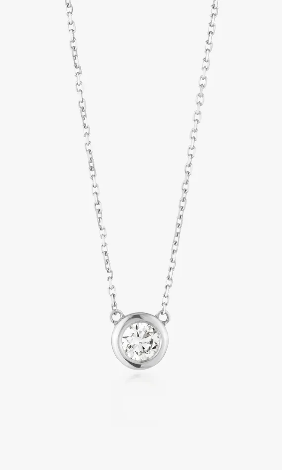 Generation Love Clothing Mon Tresor Round Cut Bezel Pendant 58 Carat White Gold Women Fine Jewelry Generation Love Clothing Mon Tresor Round Cut Bezel Pendant 58 Carat White Gold Women Fine Jewelry
