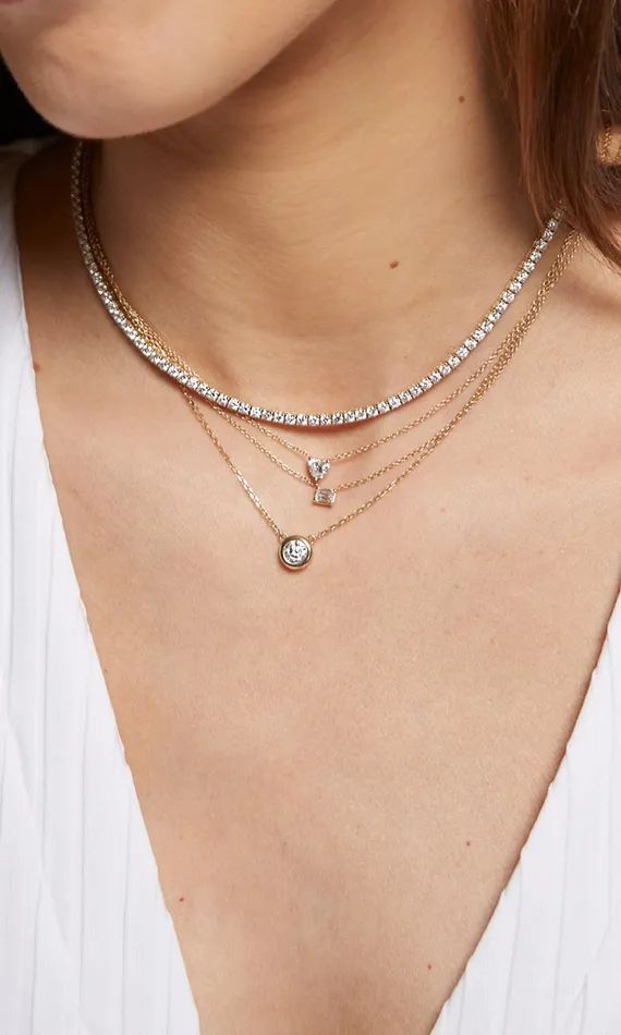 Generation Love Clothing Mon Tresor Round Cut Bezel Pendant 58 Carat White Gold Women Fine Jewelry