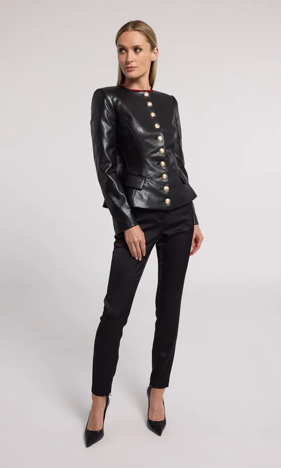 Generation Love Clothing Ophelia Vegan Leather Blazer Black Women Blazers and Jackets