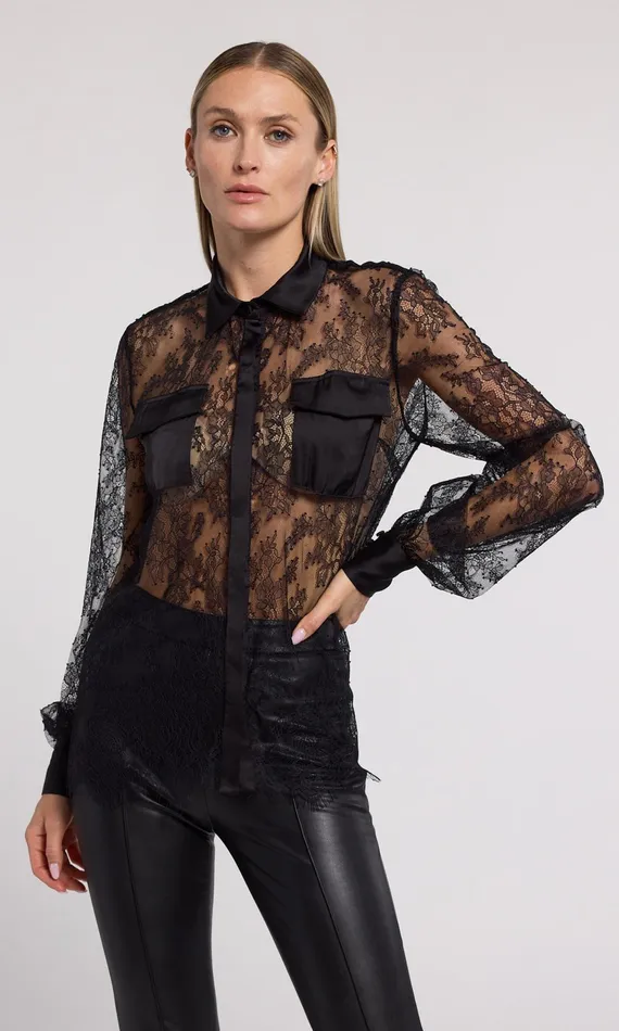 Generation Love Clothing Oslo Lace Shirt Black Women Tops