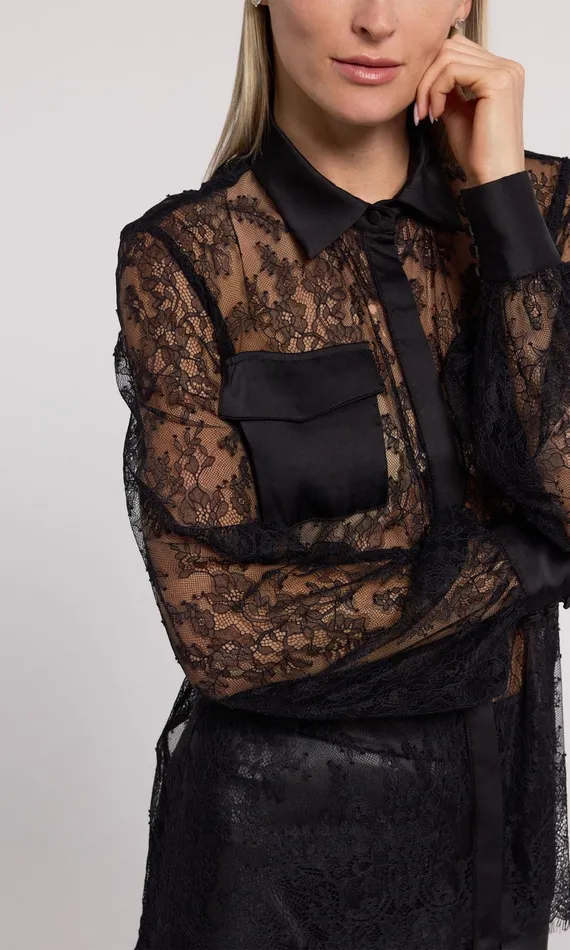 Generation Love Clothing Oslo Lace Shirt Black Women Tops