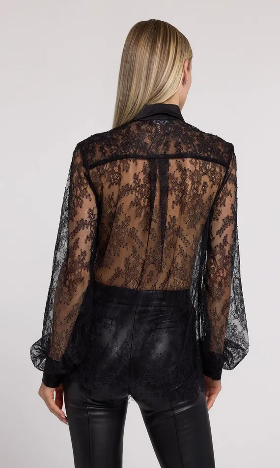 Generation Love Clothing Oslo Lace Shirt Black Women Tops