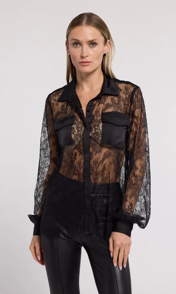 Generation Love Clothing Oslo Lace Shirt Black Women Tops