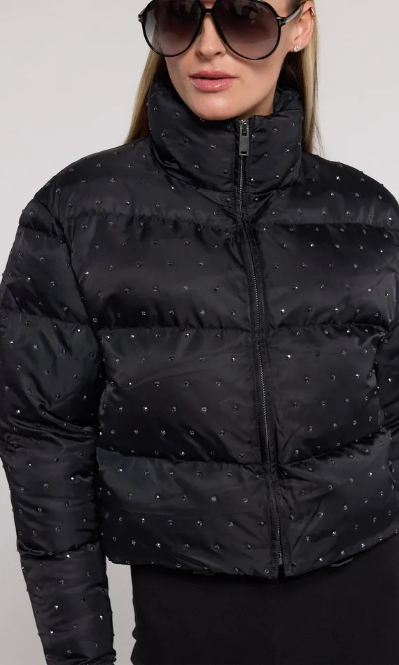 Generation Love Clothing Rhoda Crystal Puffer Blackblack Women Outerwear