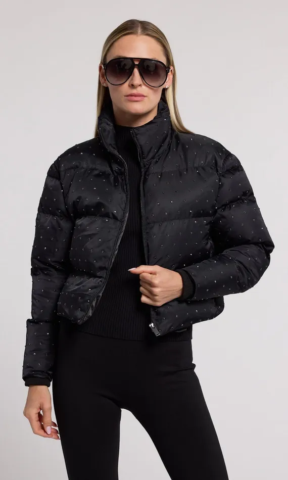 Generation Love Clothing Rhoda Crystal Puffer Blackblack Women Outerwear