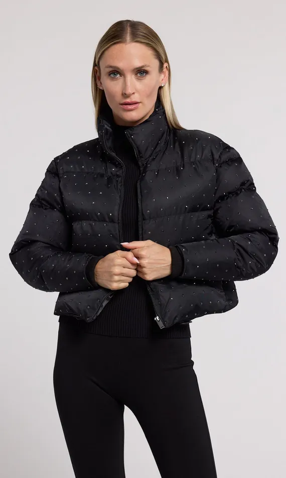 Generation Love Clothing Rhoda Crystal Puffer Blackblack Women Outerwear
