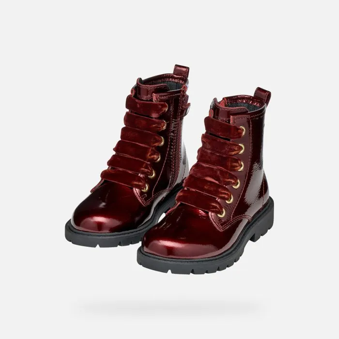Geox Ankle Boots SHAYLAX GIRL Bordeaux Ankle Boots With Laces Bordeaux 8211 Kids