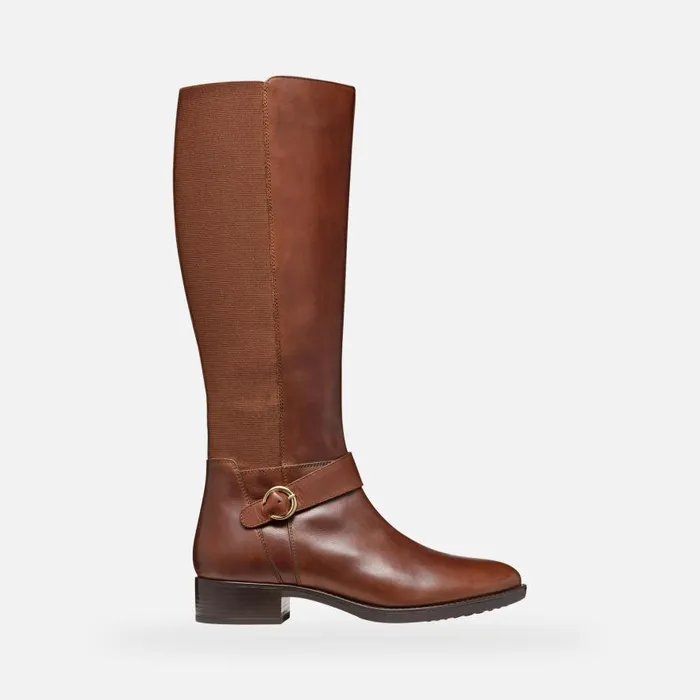 Geox Boots FELICITY WOMAN Brown Leather Boots Brown 8211 Woman