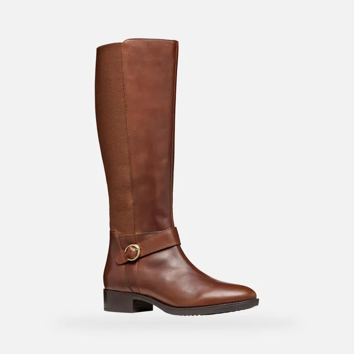 Geox Boots FELICITY WOMAN Brown Leather Boots Brown 8211 Woman